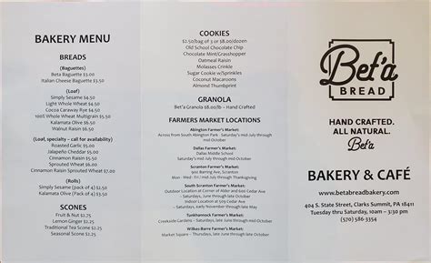 Online Menu of Beta Bread Bakery Restaurant, Clarks Summit .